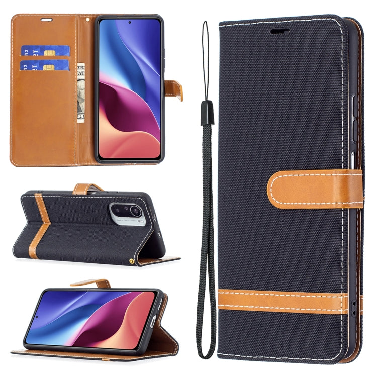 For Xiaomi Mi 11i / Poco F3 / Redmi K40 Color Matching Denim Texture Horizontal Flip Leather Case with Holder & Card Slots & Wallet & Lanyard