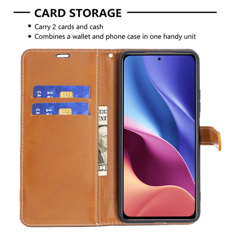 For Xiaomi Mi 11i / Poco F3 / Redmi K40 Color Matching Denim Texture Horizontal Flip Leather Case with Holder & Card Slots & Wallet & Lanyard