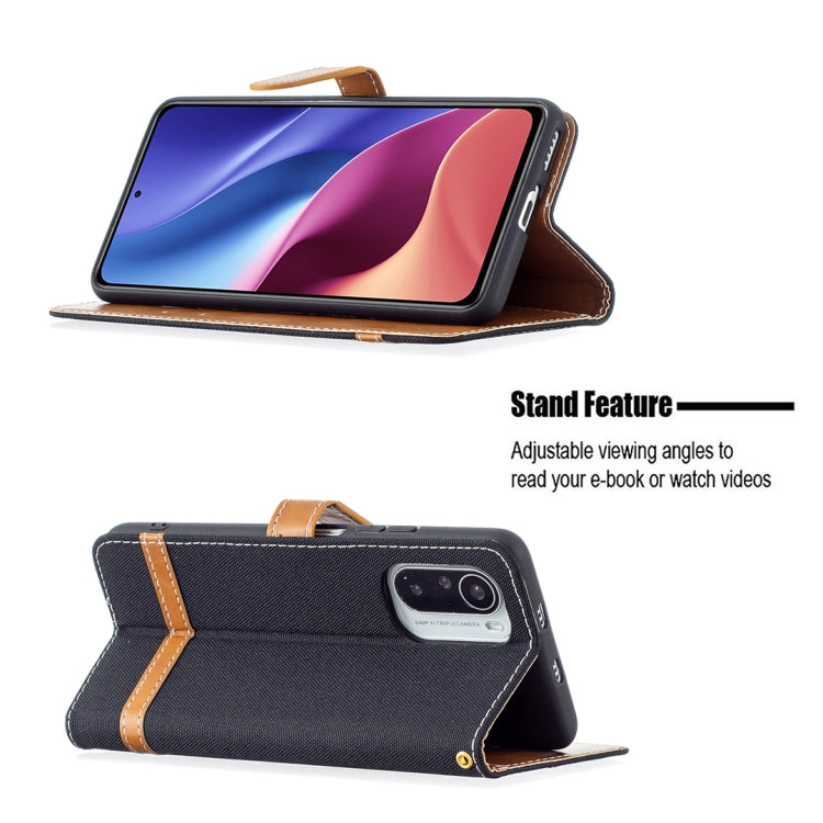 For Xiaomi Mi 11i / Poco F3 / Redmi K40 Color Matching Denim Texture Horizontal Flip Leather Case with Holder & Card Slots & Wallet & Lanyard