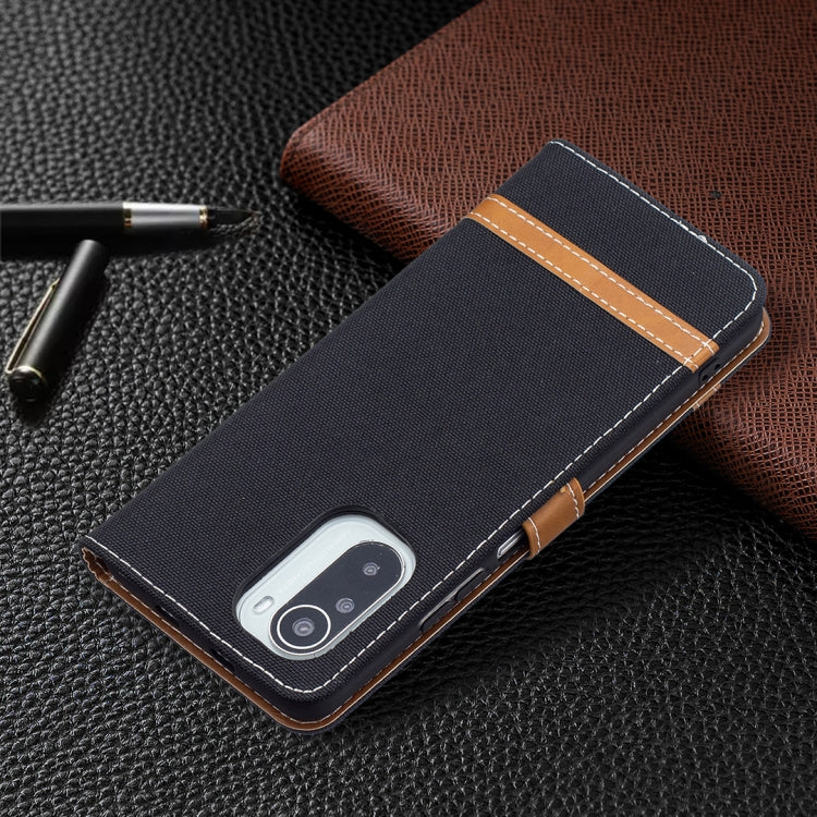 For Xiaomi Mi 11i / Poco F3 / Redmi K40 Color Matching Denim Texture Horizontal Flip Leather Case with Holder & Card Slots & Wallet & Lanyard