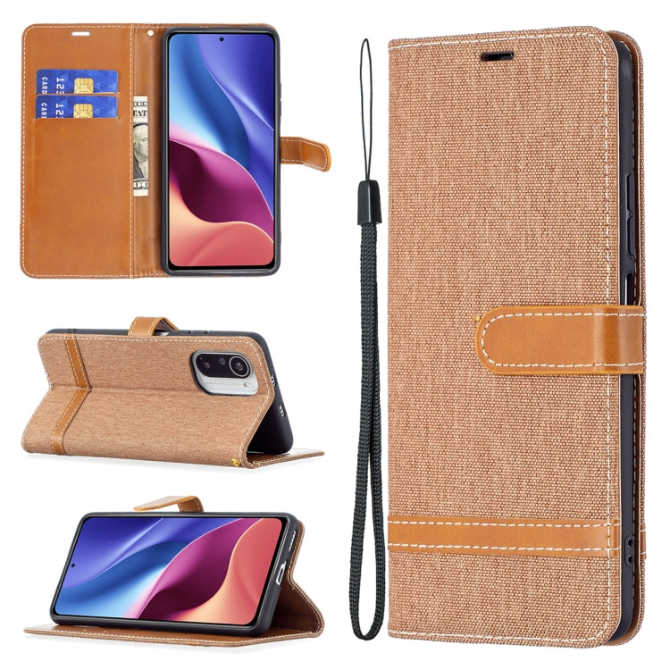 For Xiaomi Mi 11i / Poco F3 / Redmi K40 Color Matching Denim Texture Horizontal Flip Leather Case with Holder & Card Slots & Wallet & Lanyard
