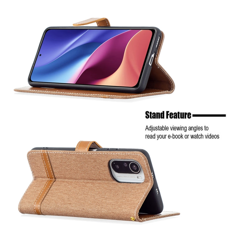 For Xiaomi Mi 11i / Poco F3 / Redmi K40 Color Matching Denim Texture Horizontal Flip Leather Case with Holder & Card Slots & Wallet & Lanyard