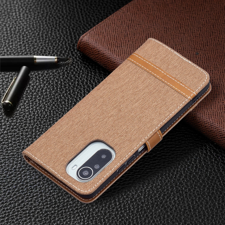 For Xiaomi Mi 11i / Poco F3 / Redmi K40 Color Matching Denim Texture Horizontal Flip Leather Case with Holder & Card Slots & Wallet & Lanyard