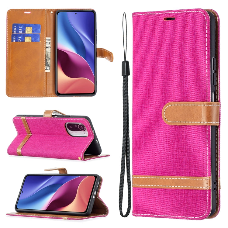 For Xiaomi Mi 11i / Poco F3 / Redmi K40 Color Matching Denim Texture Horizontal Flip Leather Case with Holder & Card Slots & Wallet & Lanyard