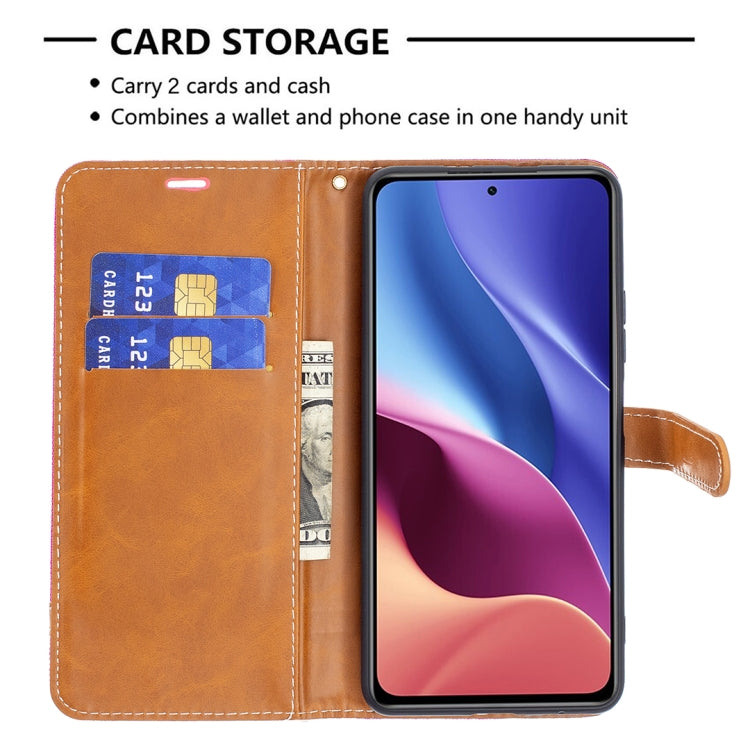 For Xiaomi Mi 11i / Poco F3 / Redmi K40 Color Matching Denim Texture Horizontal Flip Leather Case with Holder & Card Slots & Wallet & Lanyard