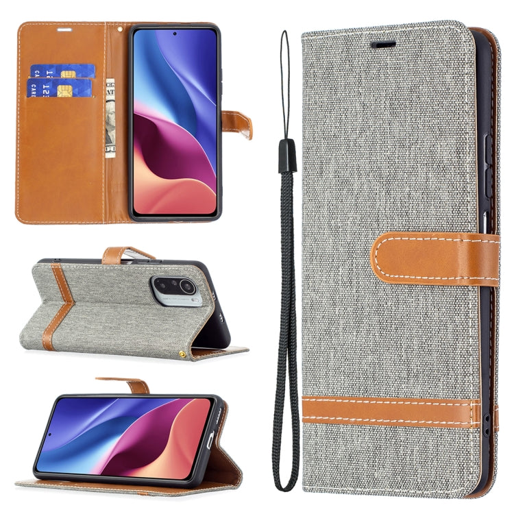 For Xiaomi Mi 11i / Poco F3 / Redmi K40 Color Matching Denim Texture Horizontal Flip Leather Case with Holder & Card Slots & Wallet & Lanyard