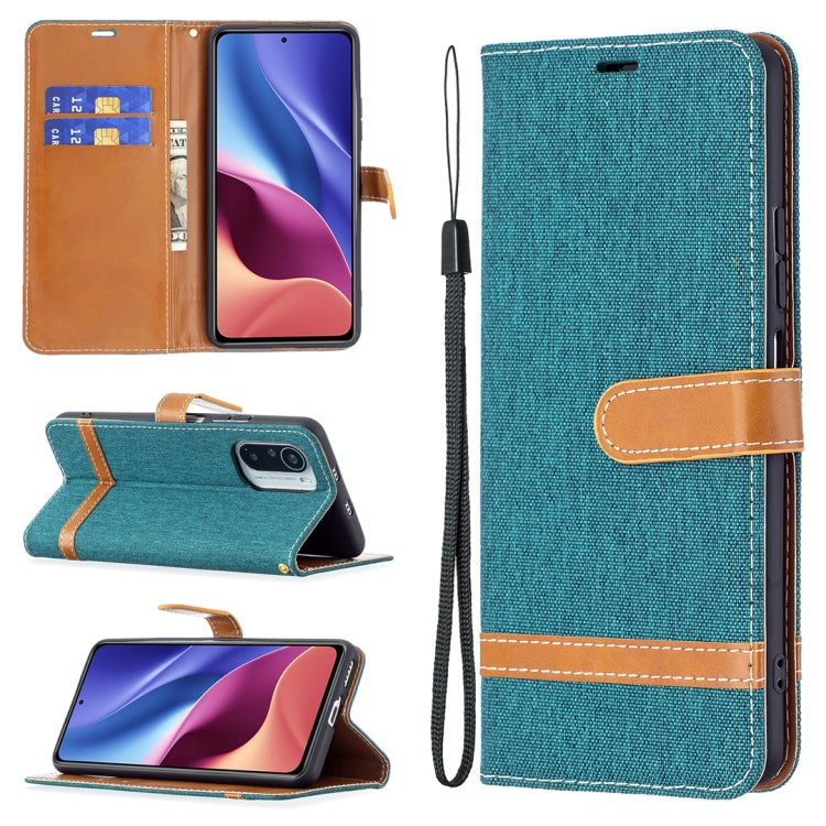 For Xiaomi Mi 11i / Poco F3 / Redmi K40 Color Matching Denim Texture Horizontal Flip Leather Case with Holder & Card Slots & Wallet & Lanyard