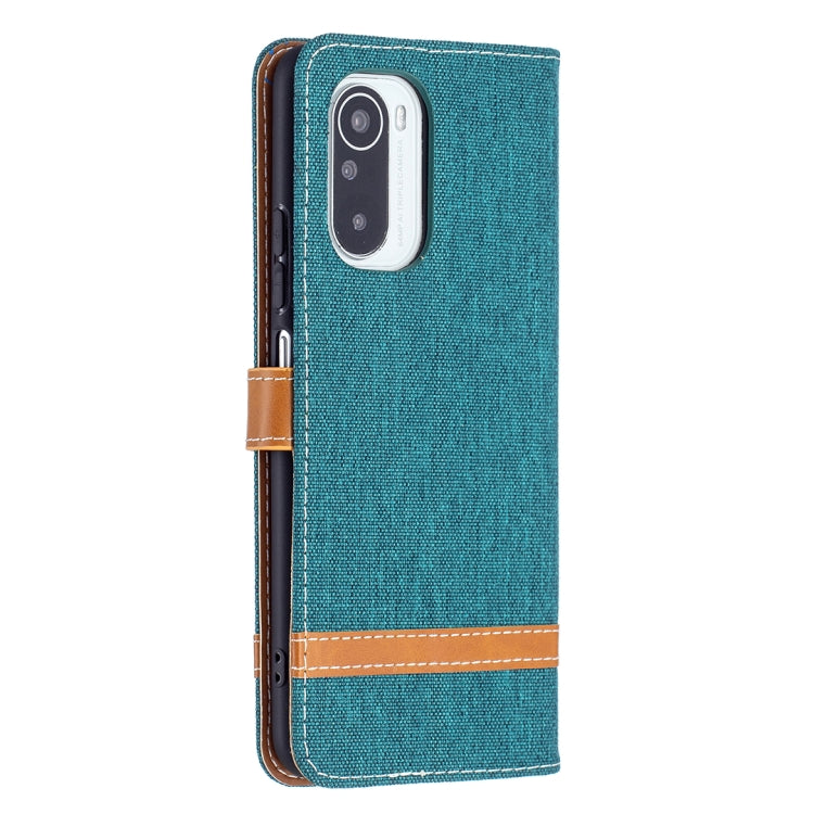 For Xiaomi Mi 11i / Poco F3 / Redmi K40 Color Matching Denim Texture Horizontal Flip Leather Case with Holder & Card Slots & Wallet & Lanyard