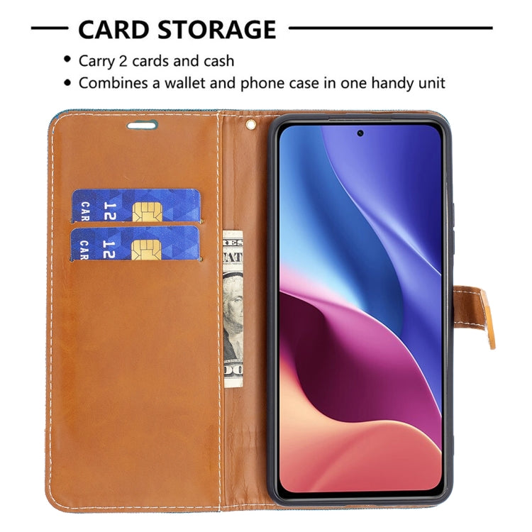 For Xiaomi Mi 11i / Poco F3 / Redmi K40 Color Matching Denim Texture Horizontal Flip Leather Case with Holder & Card Slots & Wallet & Lanyard
