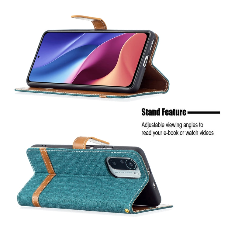 For Xiaomi Mi 11i / Poco F3 / Redmi K40 Color Matching Denim Texture Horizontal Flip Leather Case with Holder & Card Slots & Wallet & Lanyard