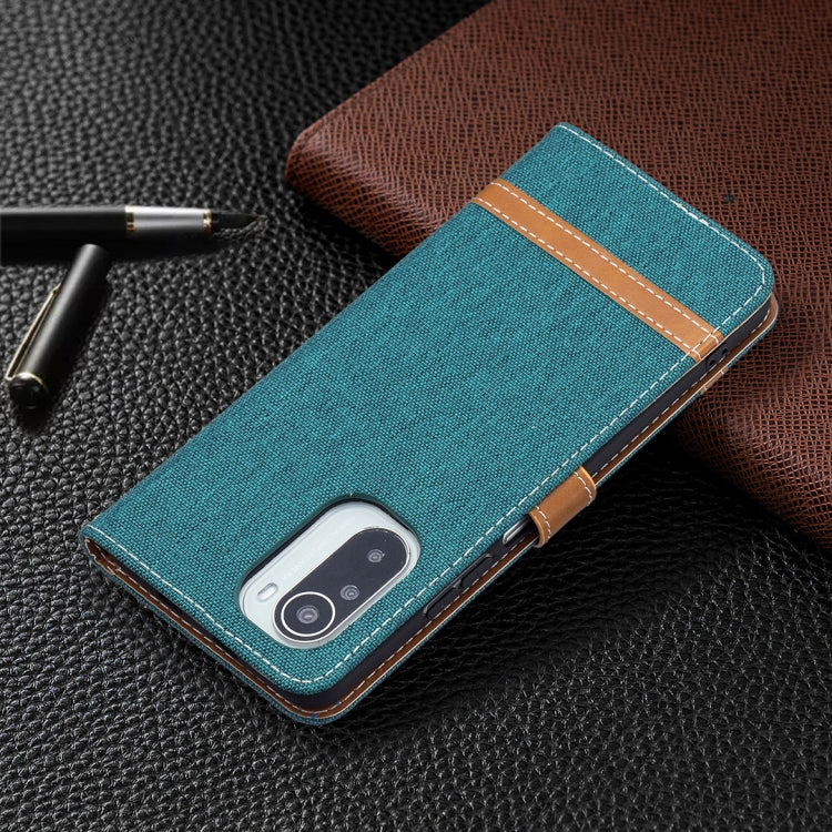 For Xiaomi Mi 11i / Poco F3 / Redmi K40 Color Matching Denim Texture Horizontal Flip Leather Case with Holder & Card Slots & Wallet & Lanyard
