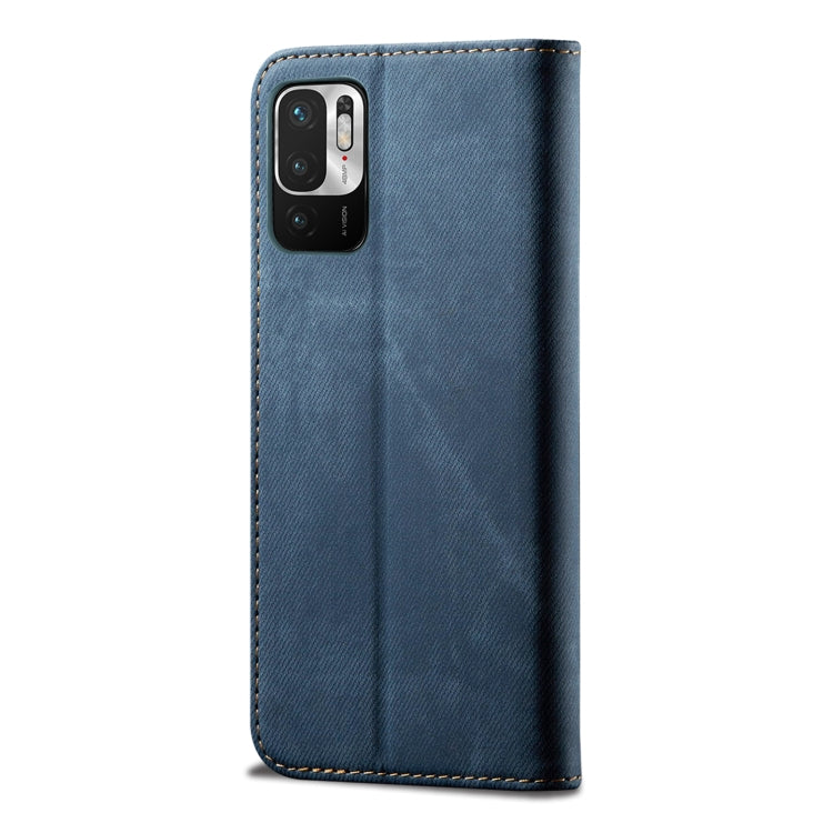 For Xiaomi Redmi Note 10 5G Denim Texture Casual Style Horizontal Flip Leather Case with Holder & Card Slots & Wallet