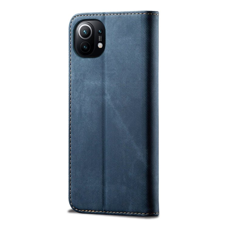 For Xiaomi Mi 11 Denim Texture Casual Style Horizontal Flip Leather Case with Holder & Card Slots & Wallet