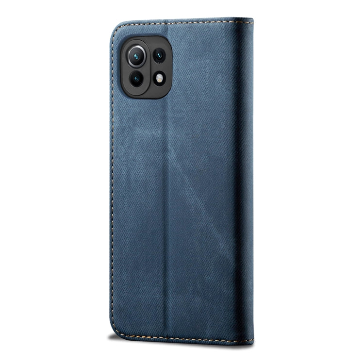 For Xiaomi Mi 11 Lite Denim Texture Casual Style Horizontal Flip Leather Case with Holder & Card Slots & Wallet