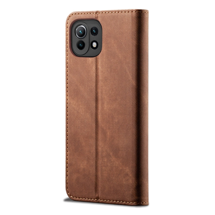 For Xiaomi Mi 11 Lite Denim Texture Casual Style Horizontal Flip Leather Case with Holder & Card Slots & Wallet