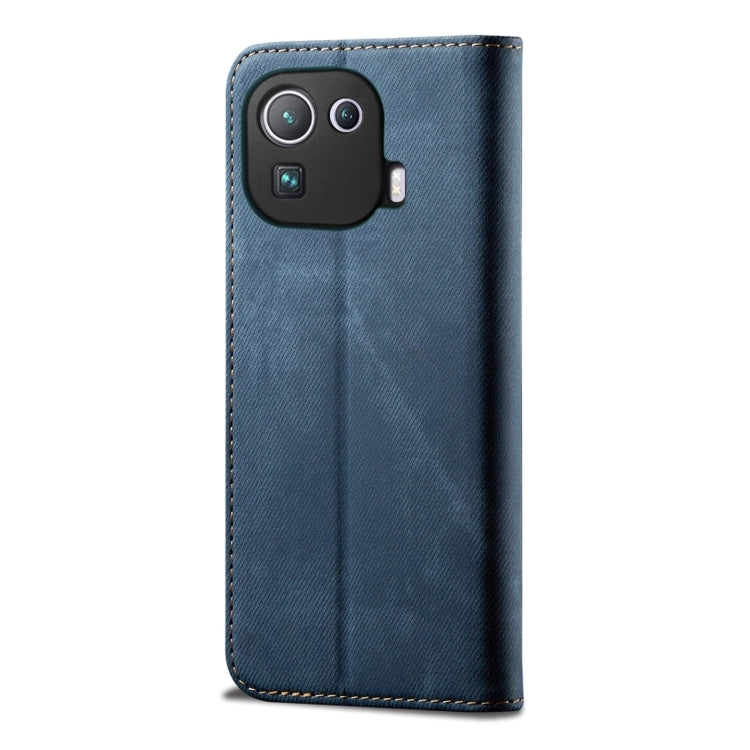 For Xiaomi Mi 11 Pro Denim Texture Casual Style Horizontal Flip Leather Case with Holder & Card Slots & Wallet