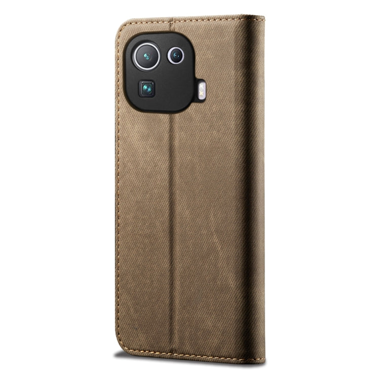 For Xiaomi Mi 11 Pro Denim Texture Casual Style Horizontal Flip Leather Case with Holder & Card Slots & Wallet