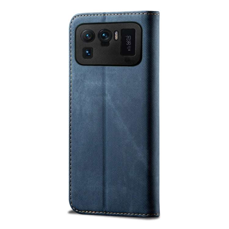 For Xiaomi Mi 11 Ultra Denim Texture Casual Style Horizontal Flip Leather Case with Holder & Card Slots & Wallet