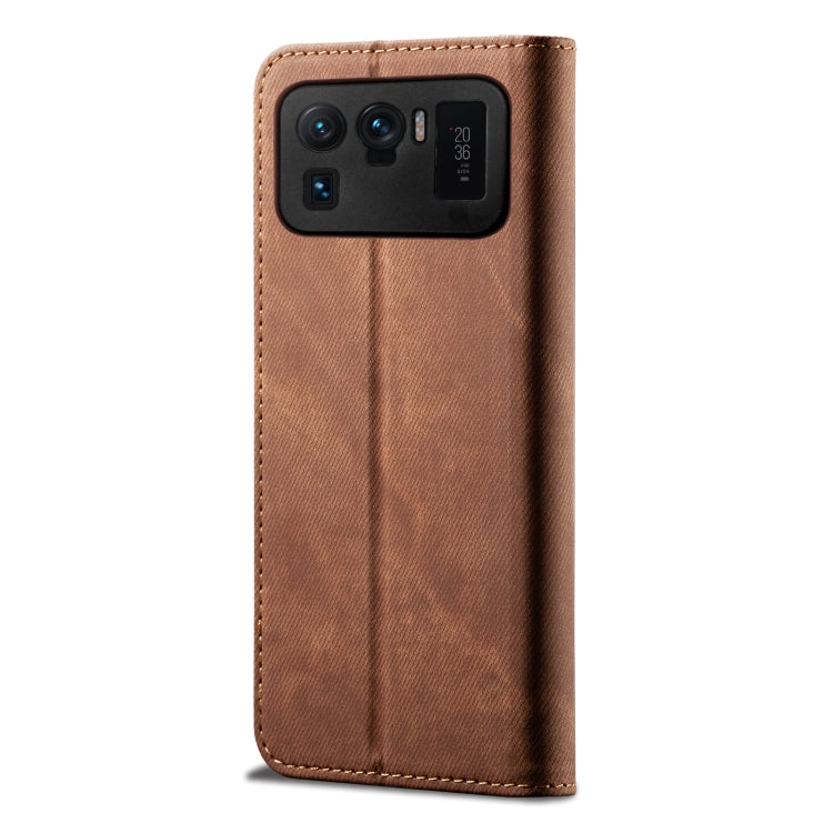 For Xiaomi Mi 11 Ultra Denim Texture Casual Style Horizontal Flip Leather Case with Holder & Card Slots & Wallet
