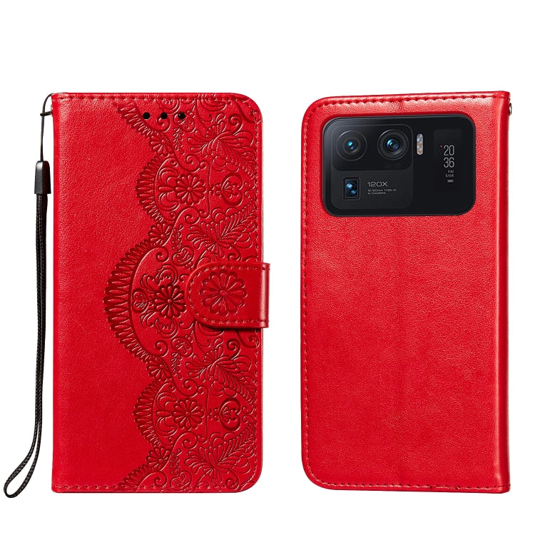 For Xiaomi Mi 11 Ultra Flower Vine Embossing Pattern Horizontal Flip Leather Case with Card Slot & Holder & Wallet & Lanyard