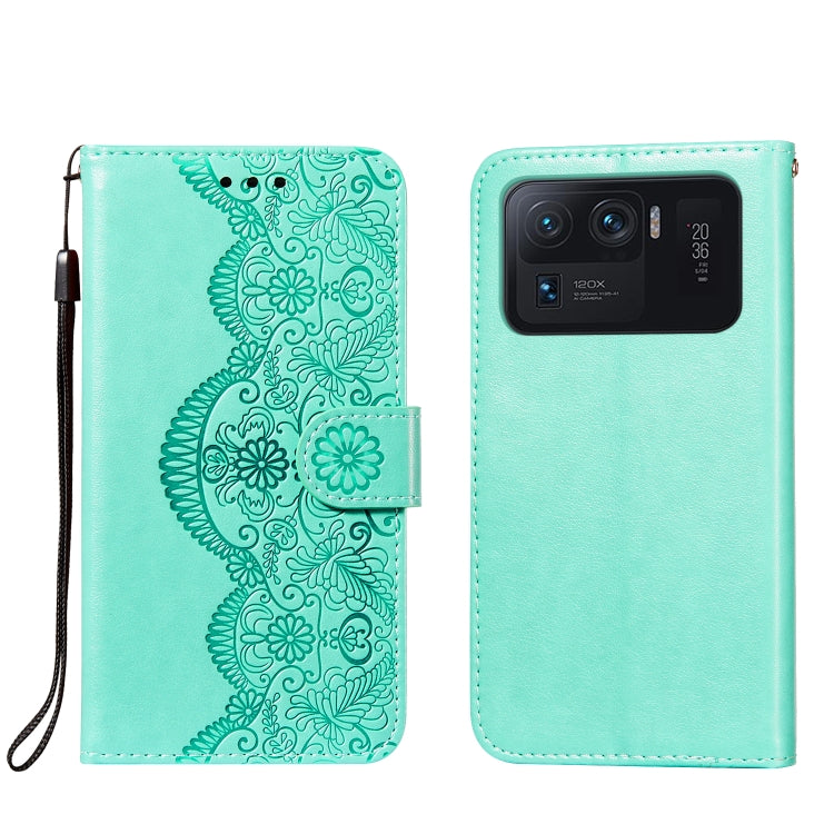 For Xiaomi Mi 11 Ultra Flower Vine Embossing Pattern Horizontal Flip Leather Case with Card Slot & Holder & Wallet & Lanyard