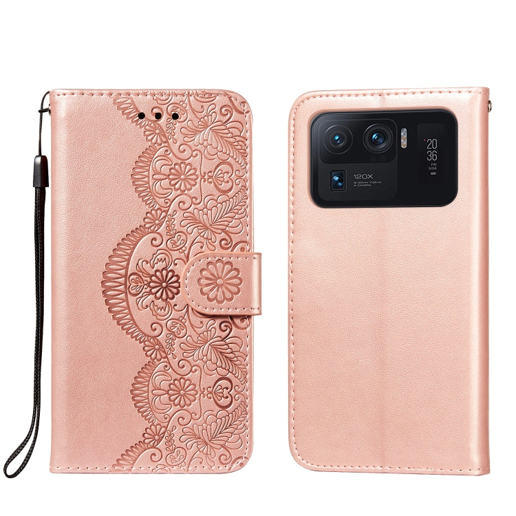 For Xiaomi Mi 11 Ultra Flower Vine Embossing Pattern Horizontal Flip Leather Case with Card Slot & Holder & Wallet & Lanyard