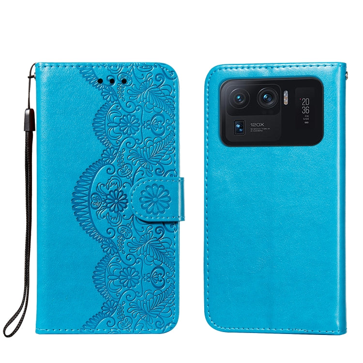 For Xiaomi Mi 11 Ultra Flower Vine Embossing Pattern Horizontal Flip Leather Case with Card Slot & Holder & Wallet & Lanyard