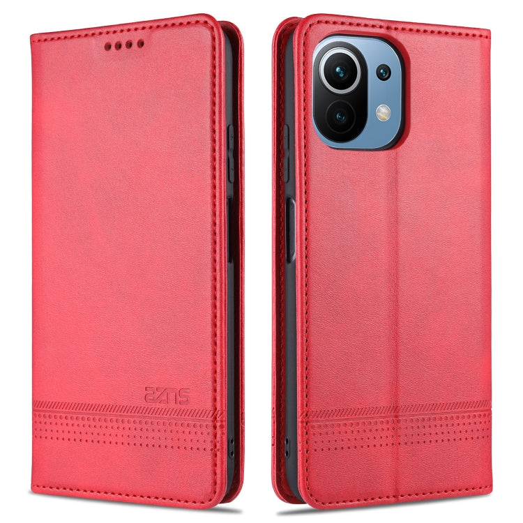 For Xiaomi Mi 11 Lite AZNS Magnetic Calf Texture Horizontal Flip Leather Case with Card Slots & Holder & Wallet