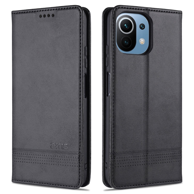 For Xiaomi Mi 11 Lite AZNS Magnetic Calf Texture Horizontal Flip Leather Case with Card Slots & Holder & Wallet