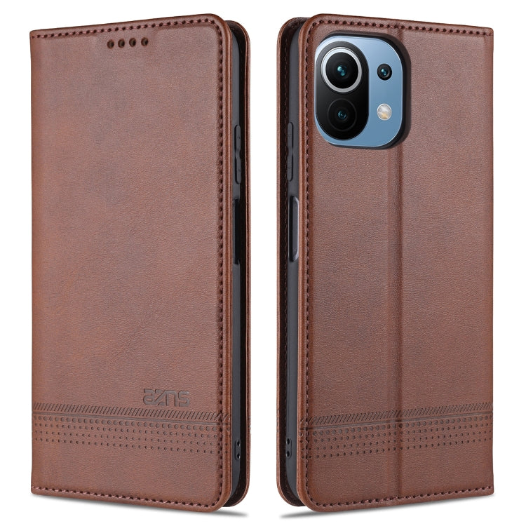 For Xiaomi Mi 11 Lite AZNS Magnetic Calf Texture Horizontal Flip Leather Case with Card Slots & Holder & Wallet