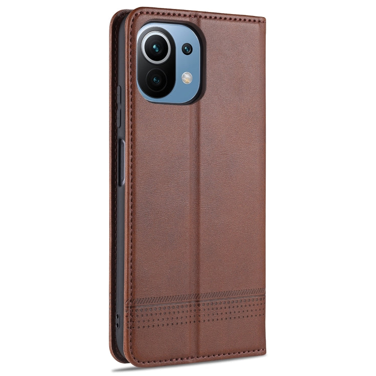 For Xiaomi Mi 11 Lite AZNS Magnetic Calf Texture Horizontal Flip Leather Case with Card Slots & Holder & Wallet