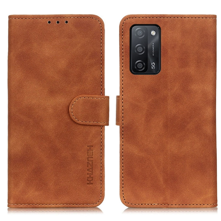 For OPPO A55 5G / A53s 5G KHAZNEH Retro Texture PU + TPU Horizontal Flip Leather Case with Holder & Card Slots & Wallet