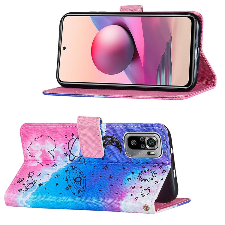 For Xiaomi Redmi Note 10S / Note 10 4G Cross Texture Painting Pattern Horizontal Flip Leather Case with Holder & Card Slots & Wallet & Lanyard