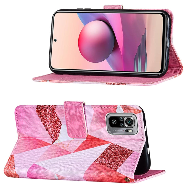 For Xiaomi Redmi Note 10S / Note 10 4G Cross Texture Painting Pattern Horizontal Flip Leather Case with Holder & Card Slots & Wallet & Lanyard