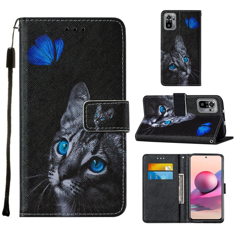 For Xiaomi Redmi Note 10S / Note 10 4G Cross Texture Painting Pattern Horizontal Flip Leather Case with Holder & Card Slots & Wallet & Lanyard