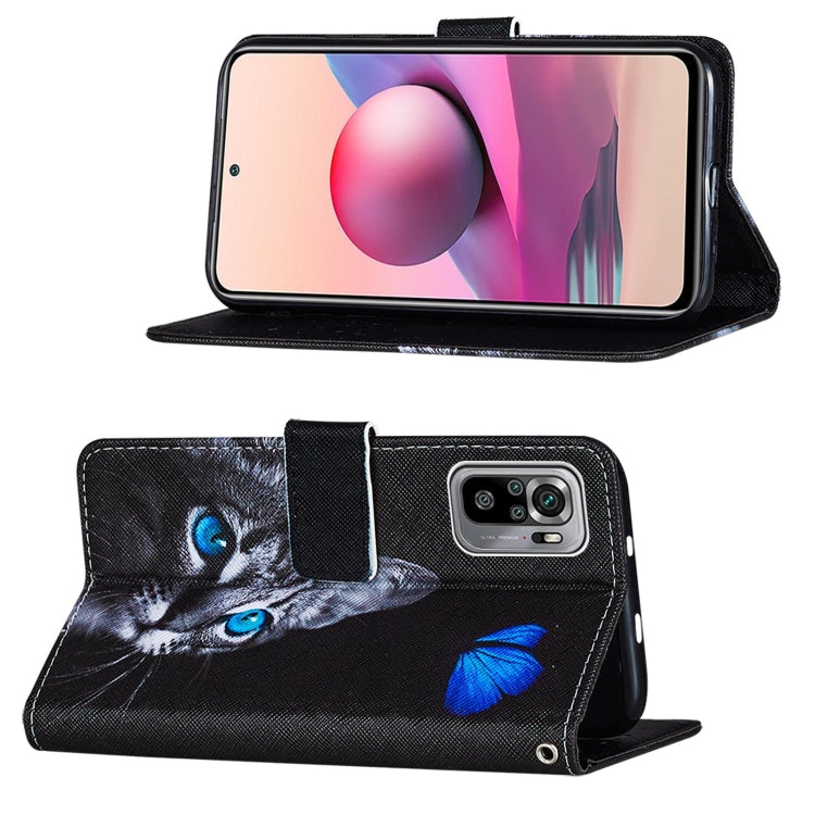 For Xiaomi Redmi Note 10S / Note 10 4G Cross Texture Painting Pattern Horizontal Flip Leather Case with Holder & Card Slots & Wallet & Lanyard