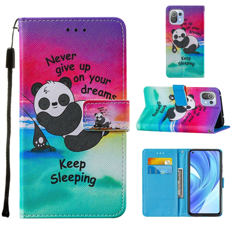 For Xiaomi Mi 11 Lite Cross Texture Painting Pattern Horizontal Flip Leather Case with Holder & Card Slots & Wallet & Lanyard