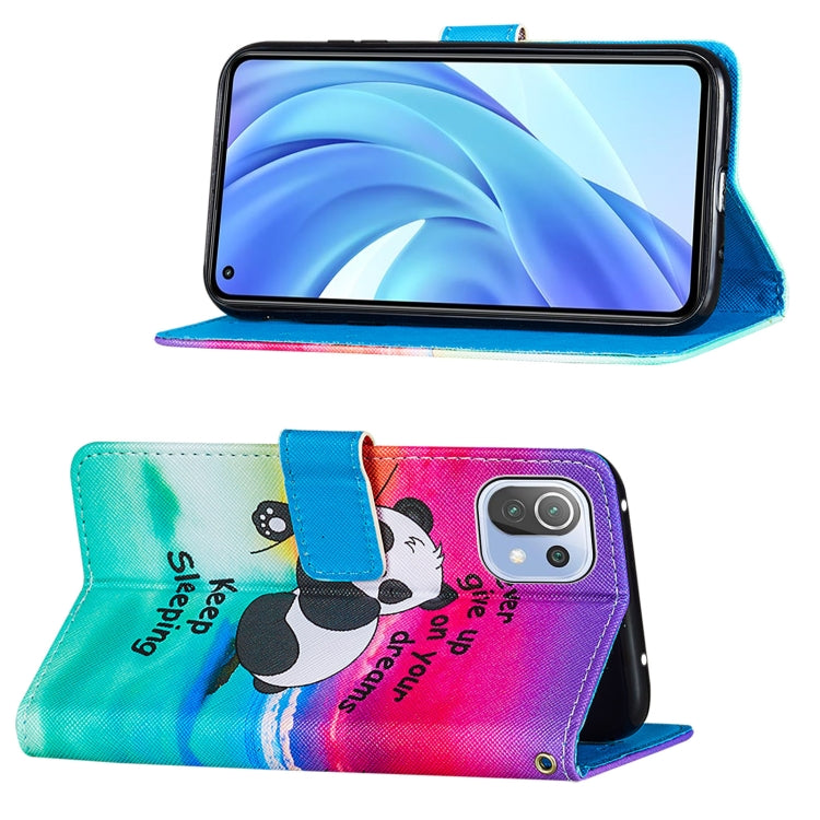 For Xiaomi Mi 11 Lite Cross Texture Painting Pattern Horizontal Flip Leather Case with Holder & Card Slots & Wallet & Lanyard