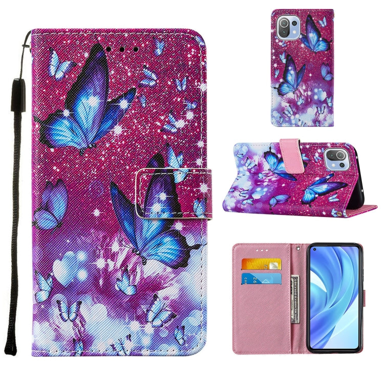 For Xiaomi Mi 11 Lite Cross Texture Painting Pattern Horizontal Flip Leather Case with Holder & Card Slots & Wallet & Lanyard