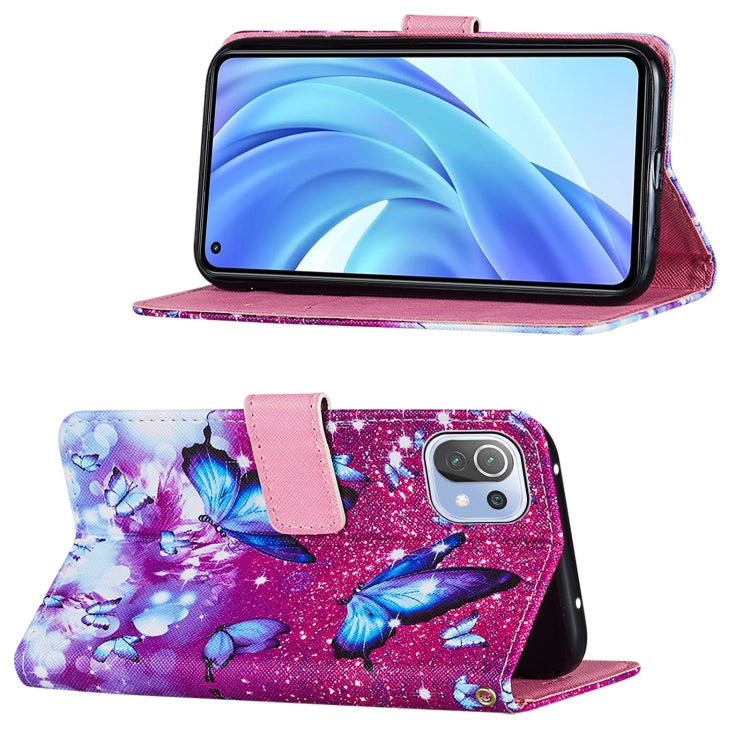 For Xiaomi Mi 11 Lite Cross Texture Painting Pattern Horizontal Flip Leather Case with Holder & Card Slots & Wallet & Lanyard