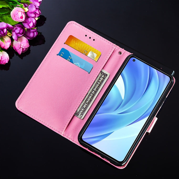 For Xiaomi Mi 11 Lite Cross Texture Painting Pattern Horizontal Flip Leather Case with Holder & Card Slots & Wallet & Lanyard