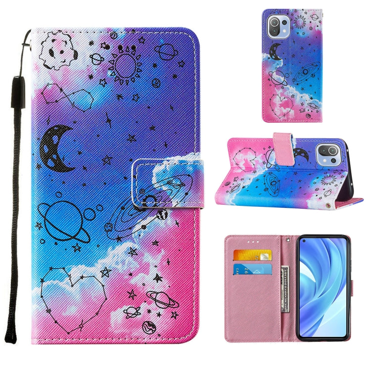 For Xiaomi Mi 11 Lite Cross Texture Painting Pattern Horizontal Flip Leather Case with Holder & Card Slots & Wallet & Lanyard