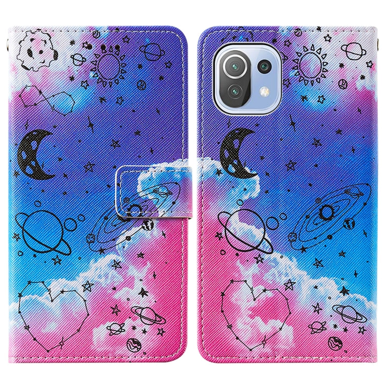 For Xiaomi Mi 11 Lite Cross Texture Painting Pattern Horizontal Flip Leather Case with Holder & Card Slots & Wallet & Lanyard