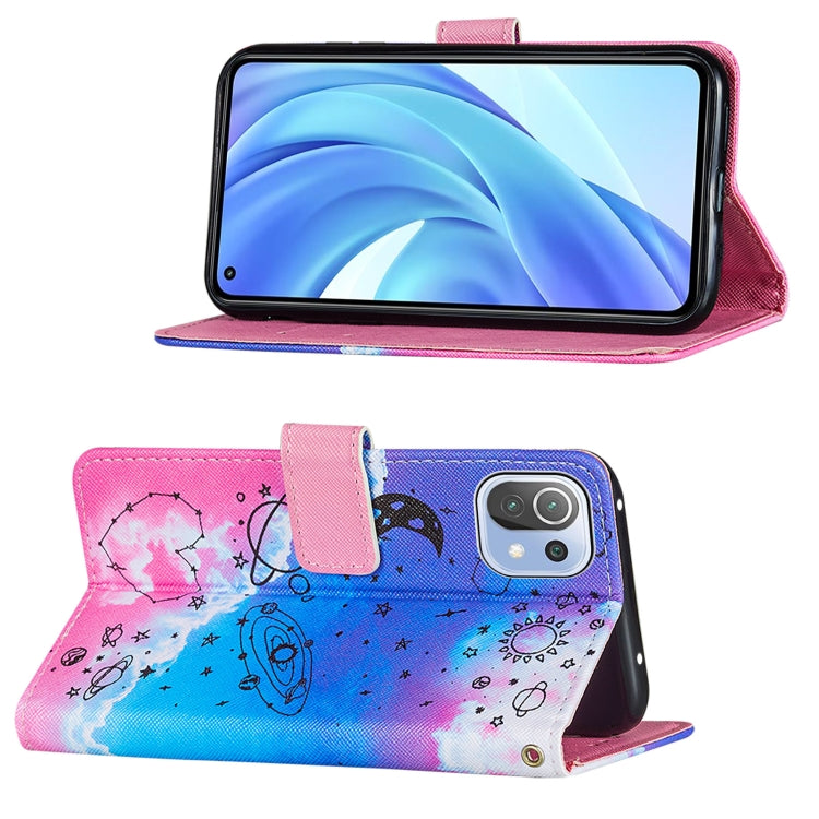 For Xiaomi Mi 11 Lite Cross Texture Painting Pattern Horizontal Flip Leather Case with Holder & Card Slots & Wallet & Lanyard