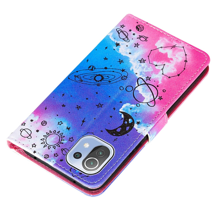 For Xiaomi Mi 11 Lite Cross Texture Painting Pattern Horizontal Flip Leather Case with Holder & Card Slots & Wallet & Lanyard