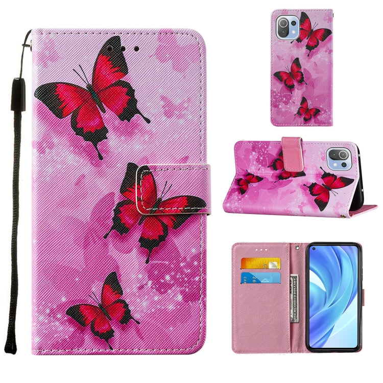 For Xiaomi Mi 11 Lite Cross Texture Painting Pattern Horizontal Flip Leather Case with Holder & Card Slots & Wallet & Lanyard