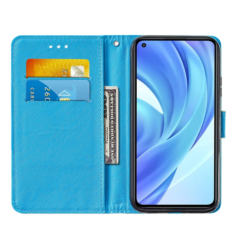 For Xiaomi Mi 11 Lite Cross Texture Painting Pattern Horizontal Flip Leather Case with Holder & Card Slots & Wallet & Lanyard