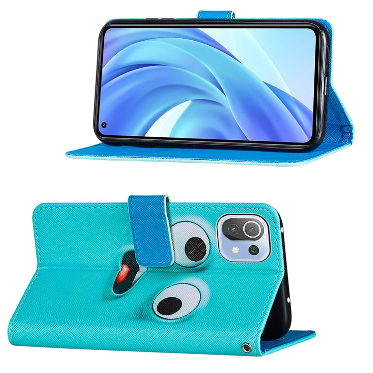 For Xiaomi Mi 11 Lite Cross Texture Painting Pattern Horizontal Flip Leather Case with Holder & Card Slots & Wallet & Lanyard