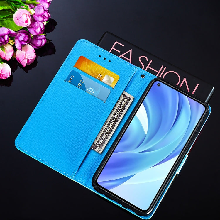 For Xiaomi Mi 11 Lite Cross Texture Painting Pattern Horizontal Flip Leather Case with Holder & Card Slots & Wallet & Lanyard