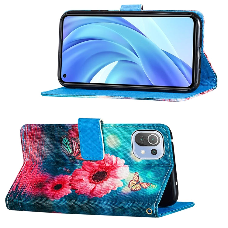 For Xiaomi Mi 11 Lite Cross Texture Painting Pattern Horizontal Flip Leather Case with Holder & Card Slots & Wallet & Lanyard